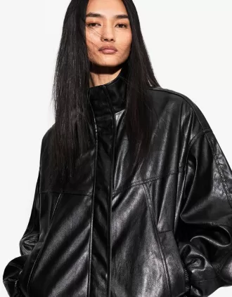 Oversize faux leather jacket
