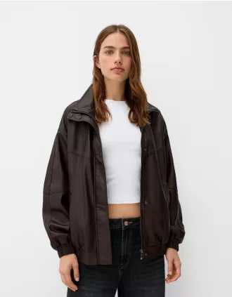 Oversize faux leather jacket