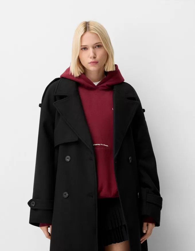 Oversize felt texture trench coat Oversize felt texture trench coat