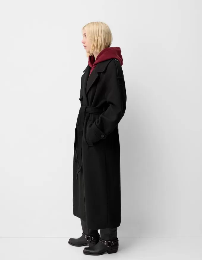 Oversize felt texture trench coat Oversize felt texture trench coat