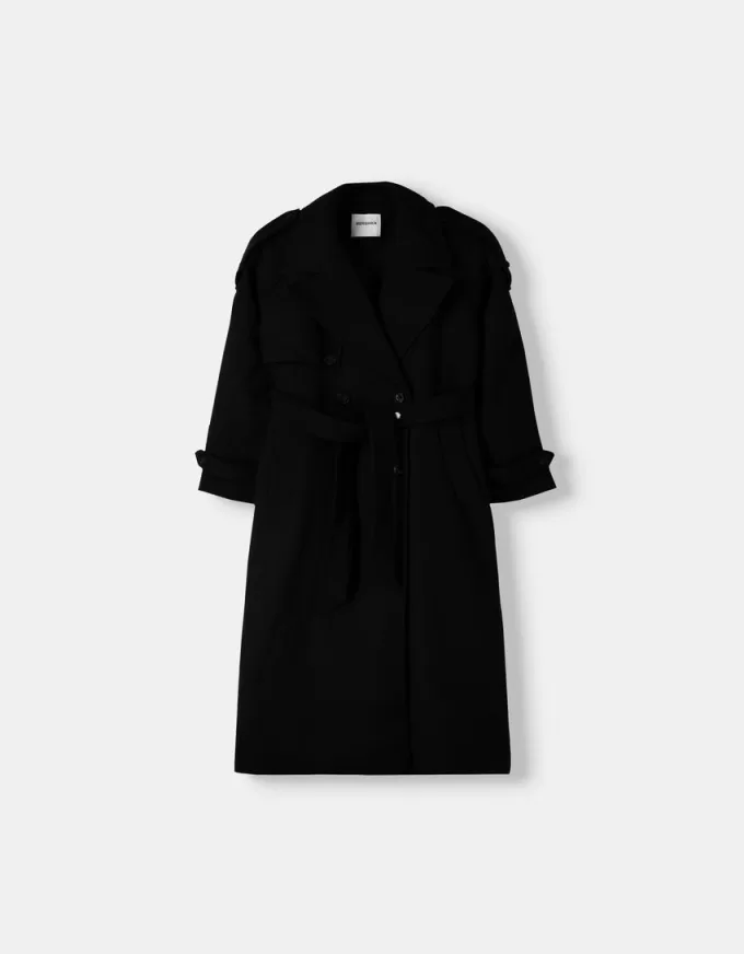 Oversize felt texture trench coat Oversize felt texture trench coat