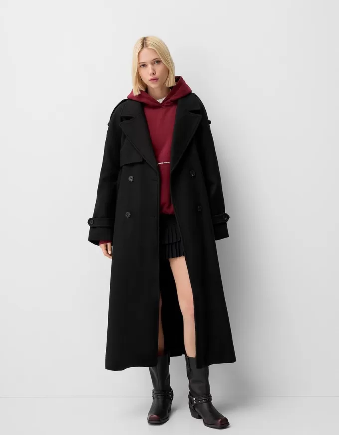 Oversize felt texture trench coat Oversize felt texture trench coat