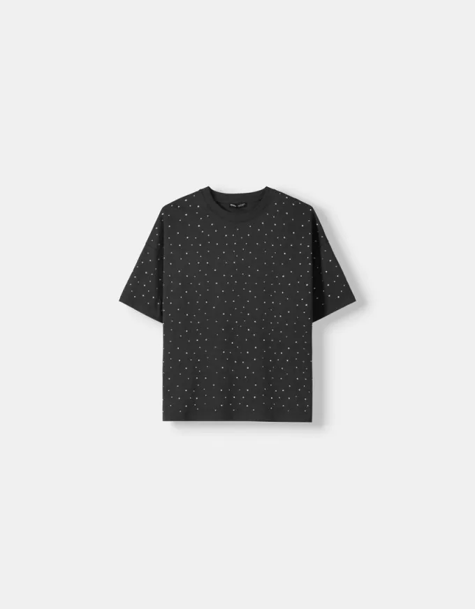 Oversize rhinestone short sleeve T-shirt Oversize rhinestone short sleeve T-shirt