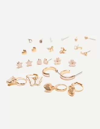 Pack of 12 mother-of-pearl-finish earrings