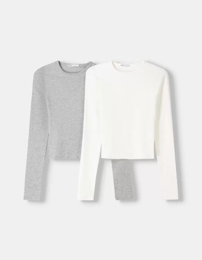 Pack of 2 long sleeve crew neck T-shirts Pack of 2 long sleeve crew neck T-shirts