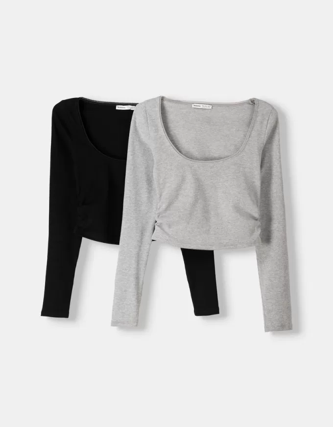 Pack of 2 long sleeve scoop neck T-shirts Pack of 2 long sleeve scoop neck T-shirts