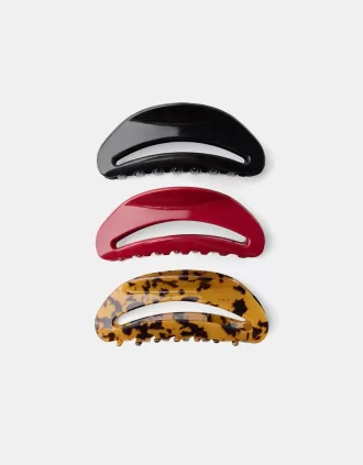 Pack of 3 tortoiseshell-effect hair clips