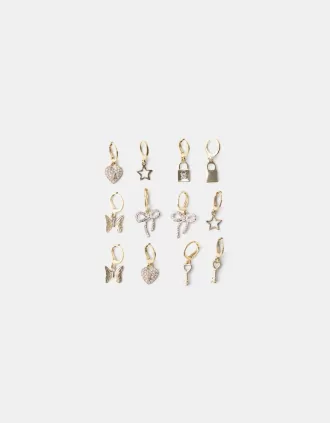 Pack of 6 rhinestone earrings