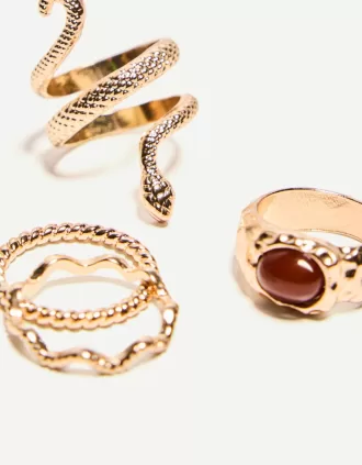 Pack of 7 snake rings
