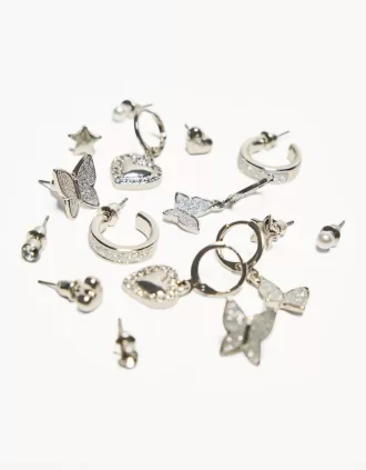 Pack of 8 shiny earrings