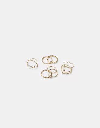 Pack of 9 rhinestone rings