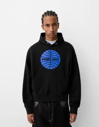 Pan Am print boxy fit hooded sweatshirt