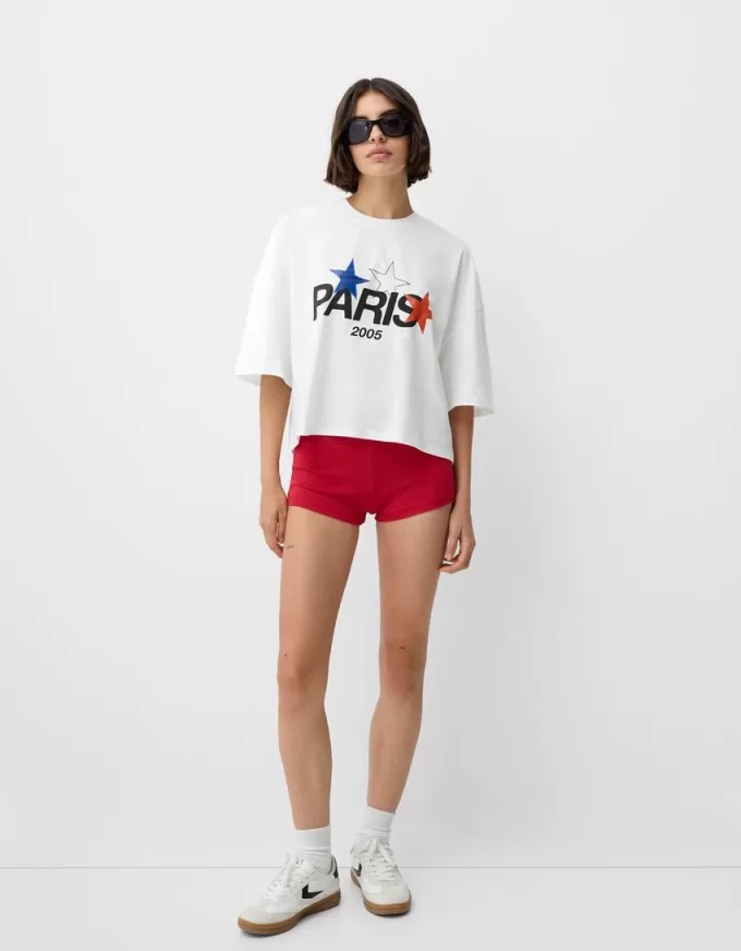 Paris short sleeve cropped T-shirt Paris short sleeve cropped T-shirt