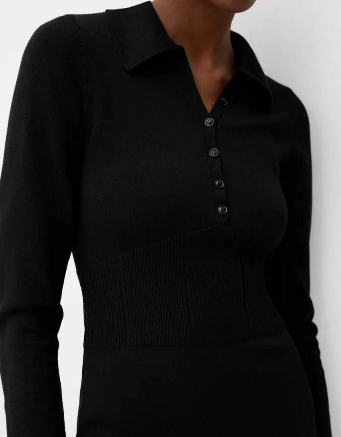 Polo collar midi dress