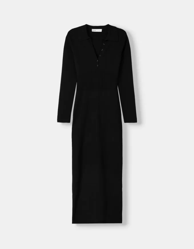Polo collar midi dress