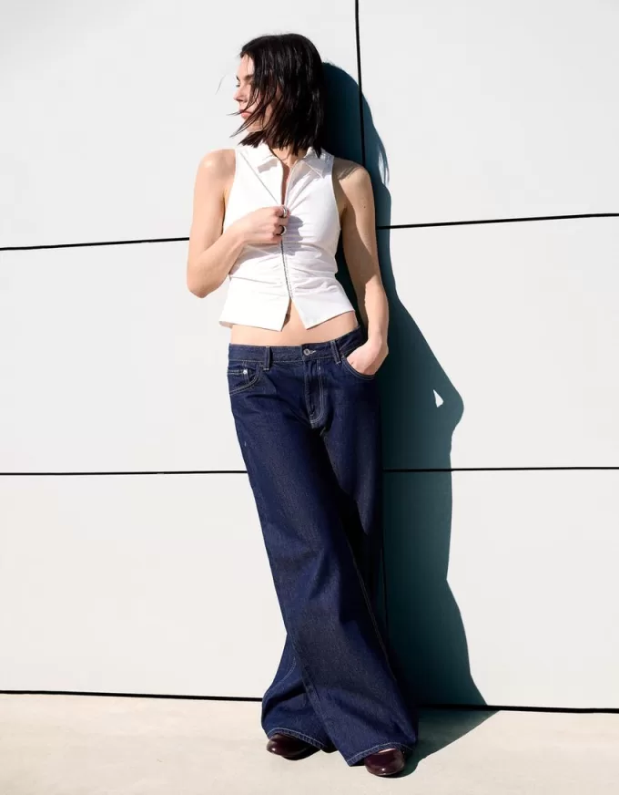 Poplin top with zipper Poplin top with zipper