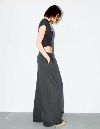 Printed short sleeve T-shirt with gathering