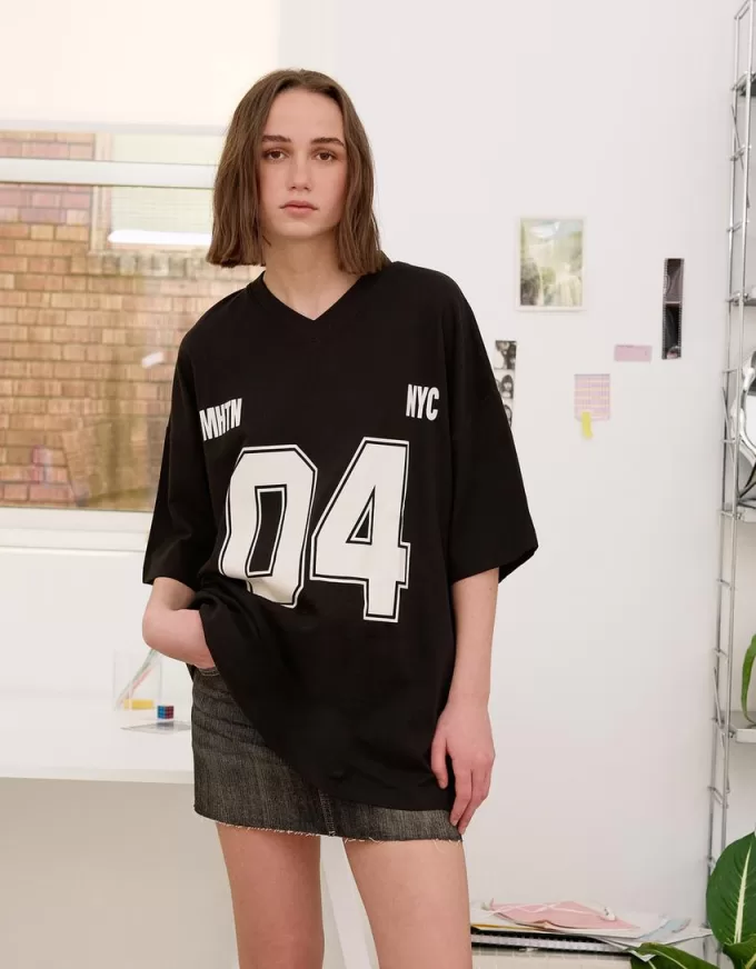 Printed short sleeve V-neck T-shirt Printed short sleeve V-neck T-shirt