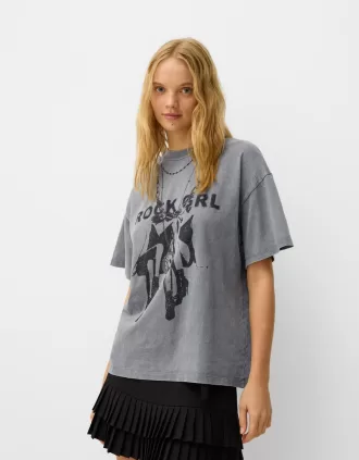 Printed short sleeve oversize T-shirt