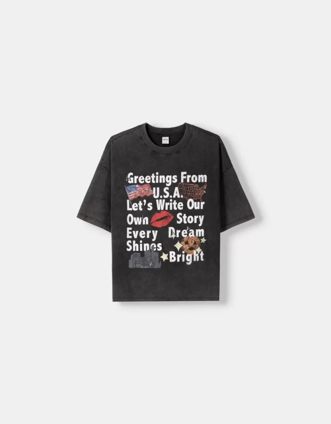 Printed short sleeve oversize T-shirt