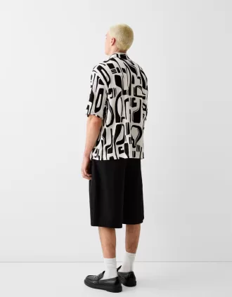 Printed short sleeve pleated shirt