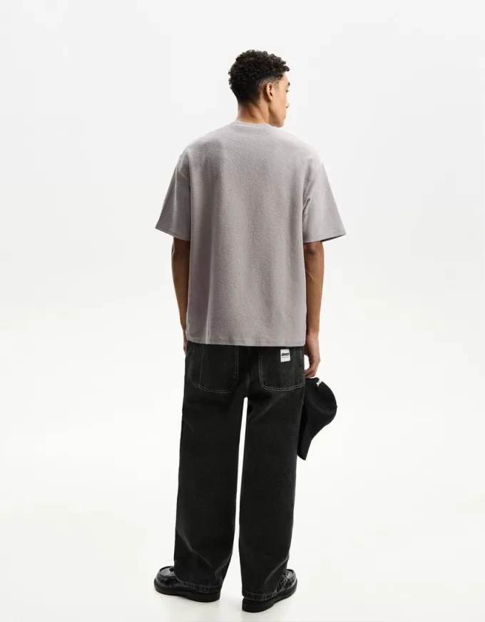 Printed short sleeve plush T-shirt Printed short sleeve plush T-shirt