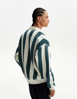 Printed sweatshirt with polo collar