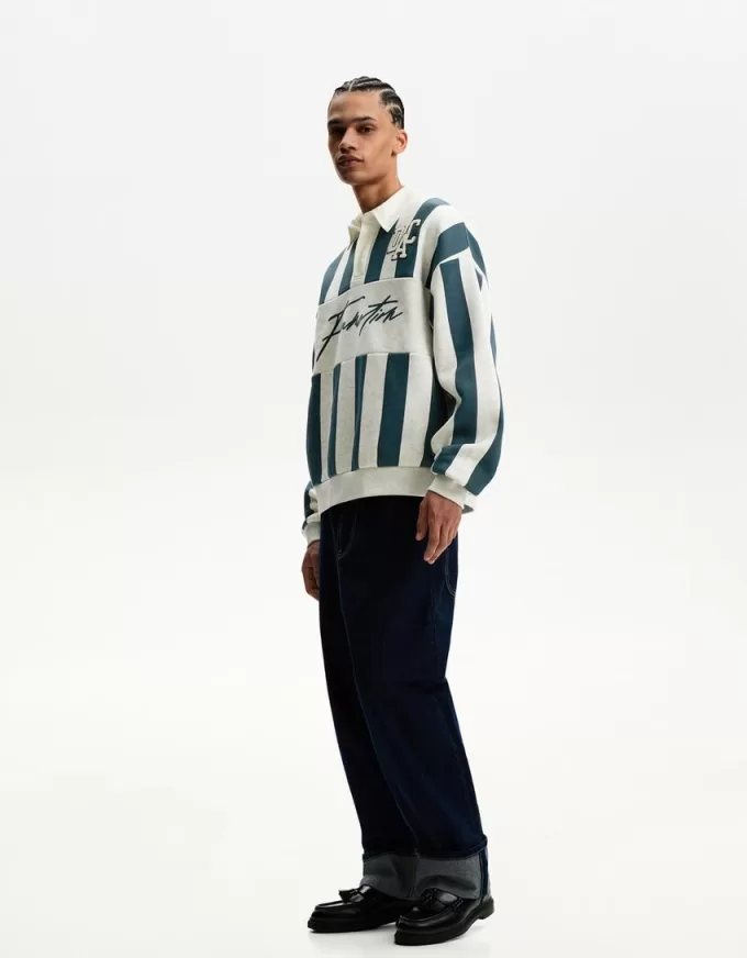 Printed sweatshirt with polo collar Printed sweatshirt with polo collar