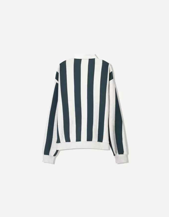 Printed sweatshirt with polo collar Printed sweatshirt with polo collar