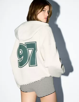 Printed zip-up hoodie