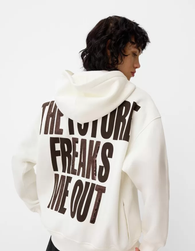 Printed zip-up hoodie