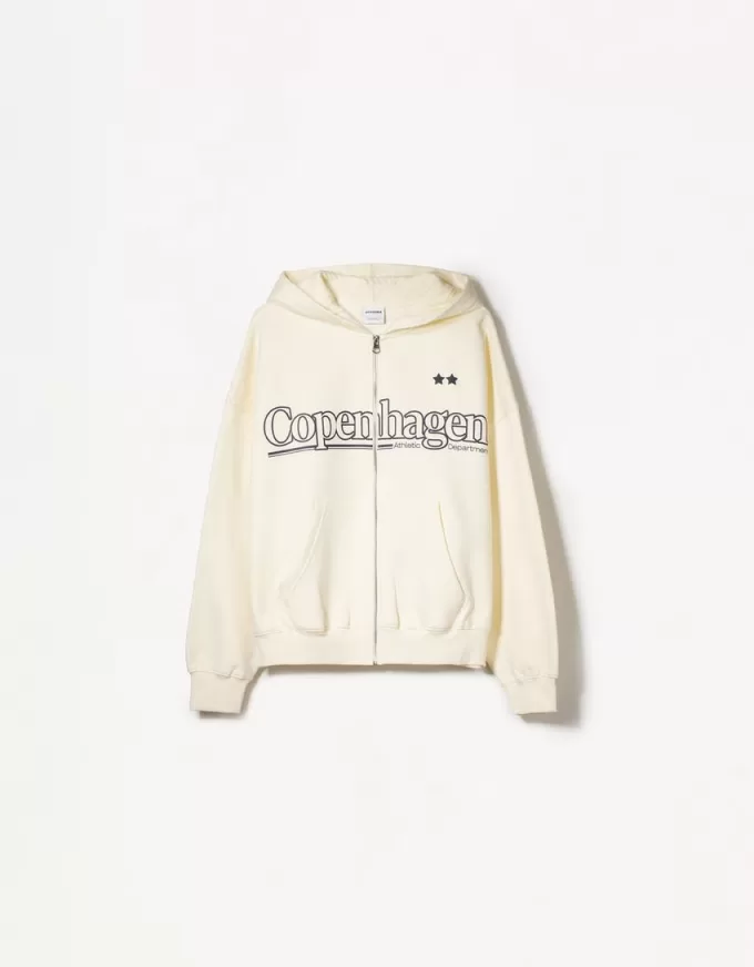 Printed zip-up hoodie