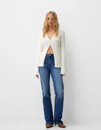 Relaxed straight-fit high-waist jeans