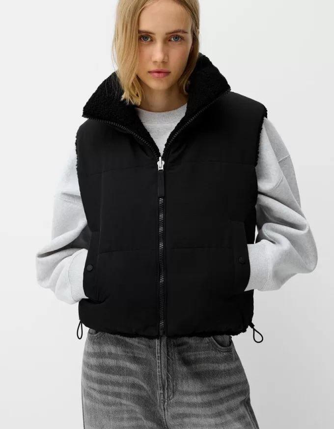 Reversible faux shearling vest