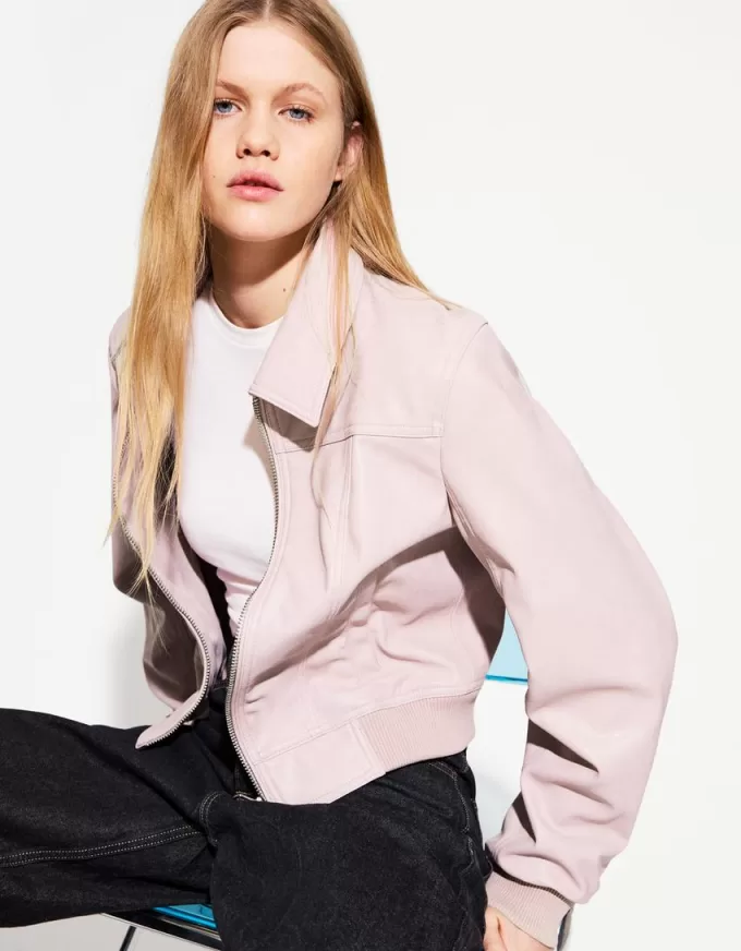 Ribbed leather effect jacket Ribbed leather effect jacket