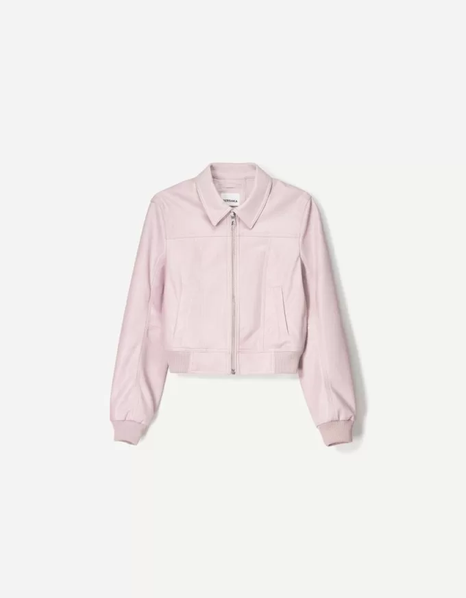 Ribbed leather effect jacket Ribbed leather effect jacket