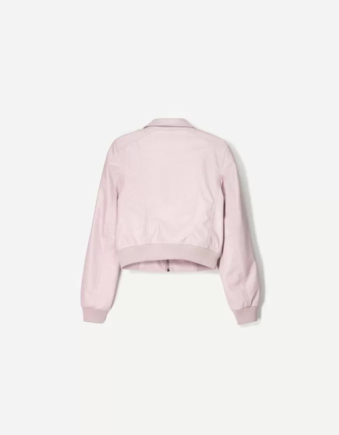 Ribbed leather effect jacket Ribbed leather effect jacket