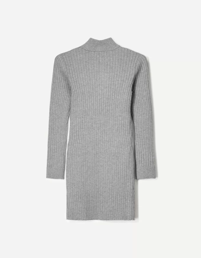 Ribbed mini dress with zipper Ribbed mini dress with zipper