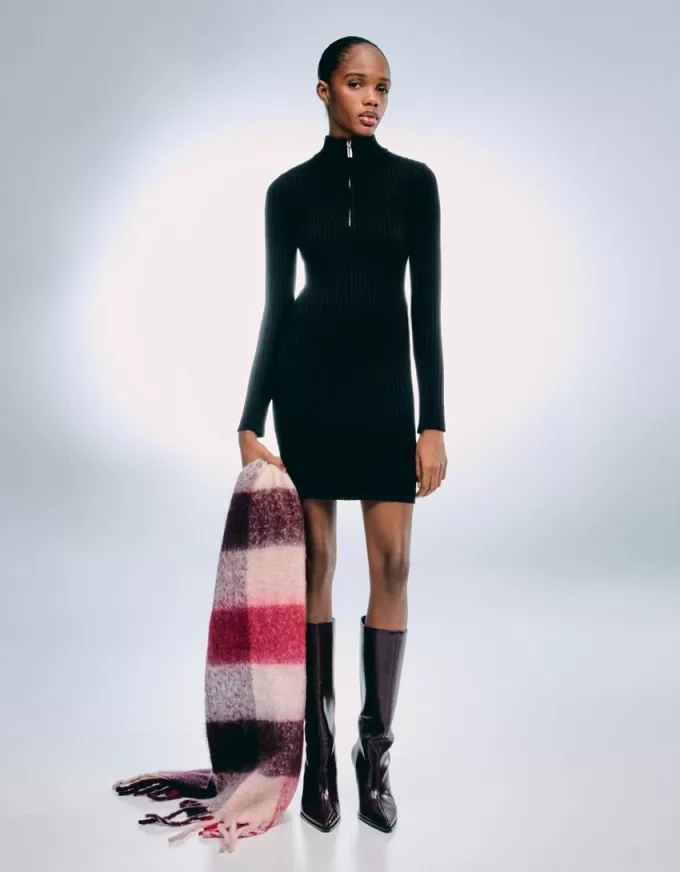 Ribbed mini dress with zipper Ribbed mini dress with zipper