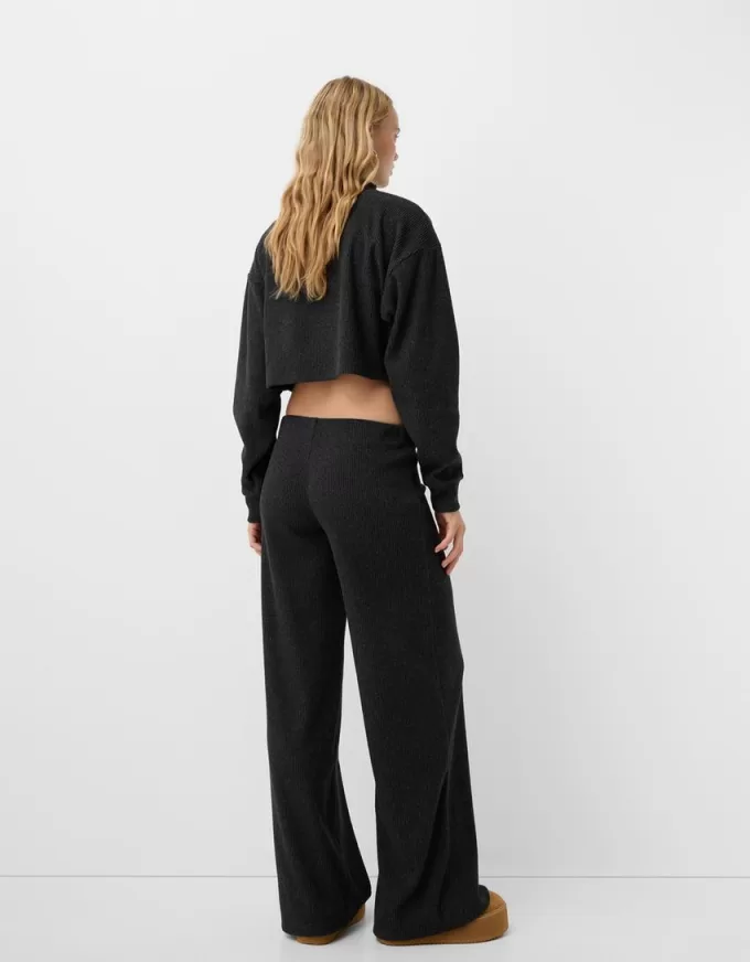 Ribbed soft touch wide-leg pants Ribbed soft touch wide-leg pants