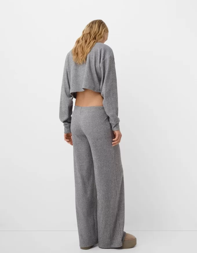 Ribbed soft touch wide-leg pants Ribbed soft touch wide-leg pants