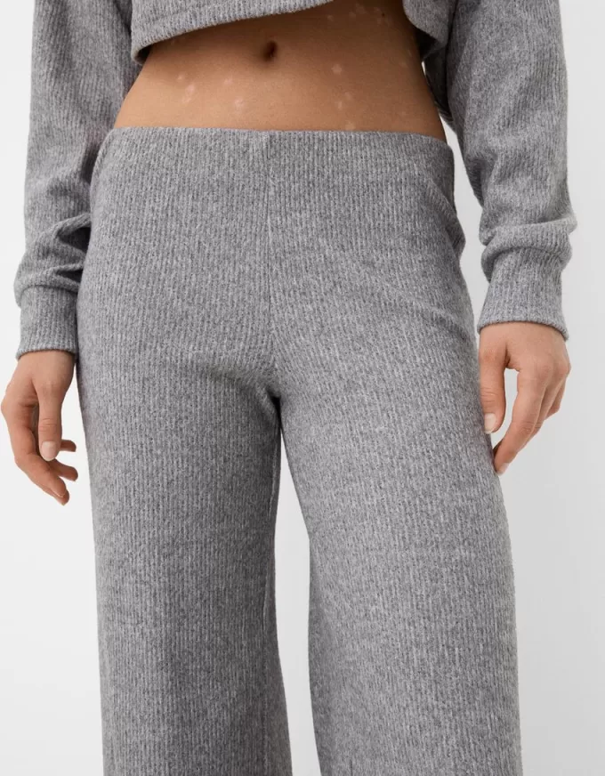 Ribbed soft touch wide-leg pants Ribbed soft touch wide-leg pants