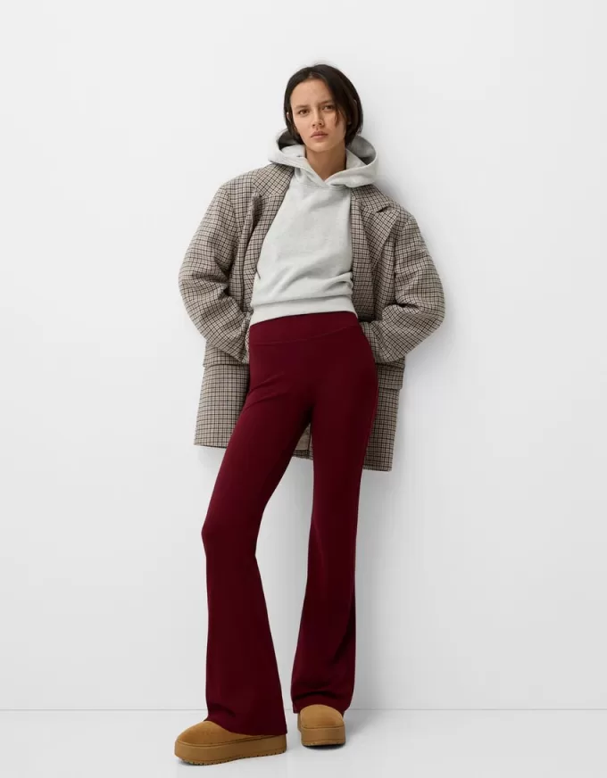Ribbed waist flared pants