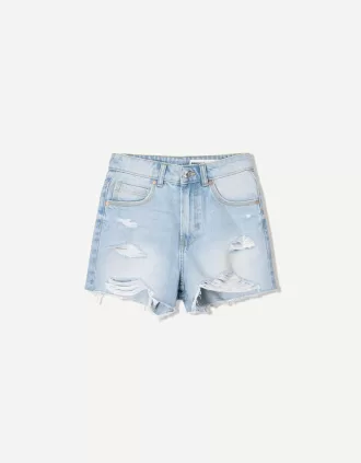 Ripped denim shorts