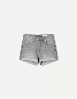 Roll-up denim shorts