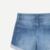 Roll-up denim shorts Roll-up denim shorts