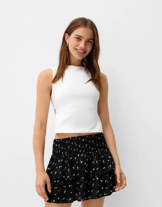 Ruffled mini skirt with elastic waist Ruffled mini skirt with elastic waist