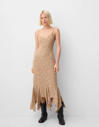 Ruffled printed crepe midi dress