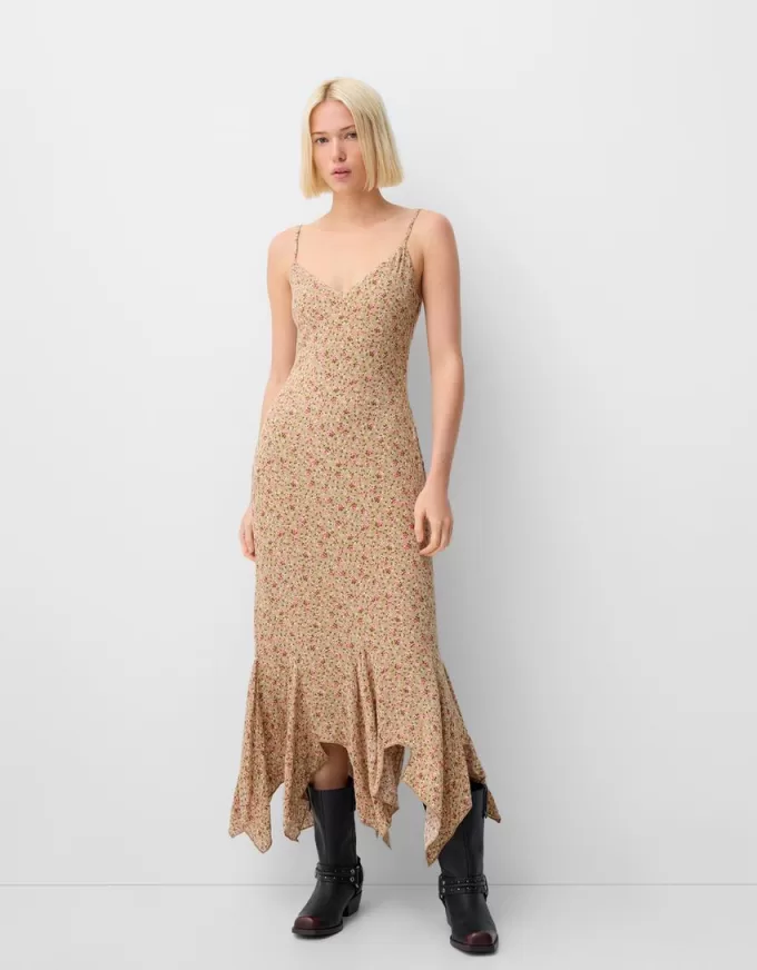 Ruffled printed crepe midi dress Ruffled printed crepe midi dress