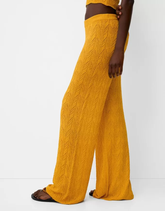 Rustic open knit flared pants Rustic open knit flared pants